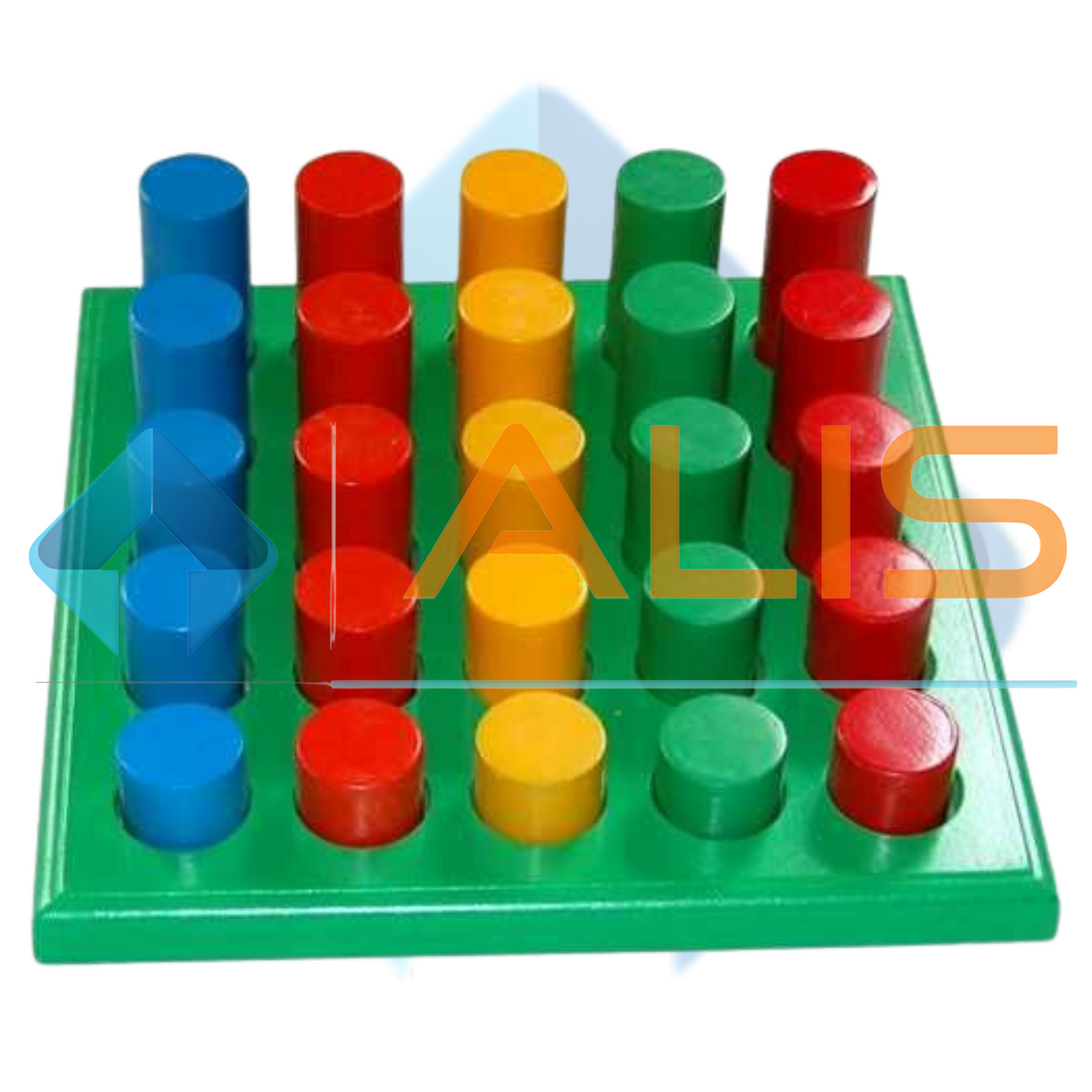 Multi Color Hole Round Peg Board (25 Pegs)