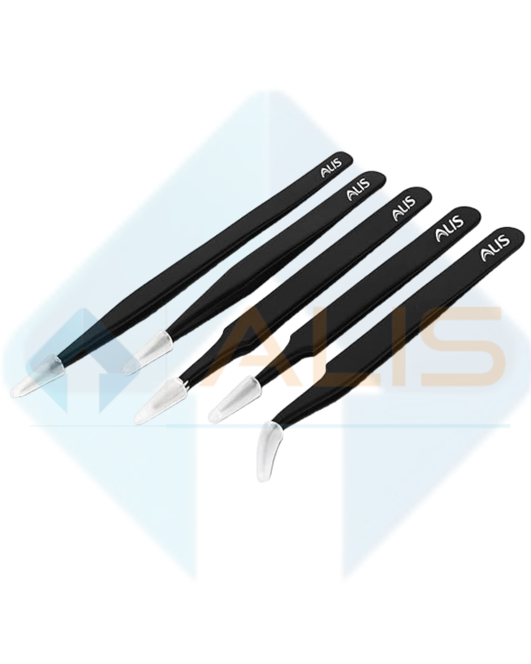 weezers Set of 5 Antistatic Non Magnetic Stainless Steel ESD BlackUpgraded Anti-Static Stainless Steel Curved of Tweezers, for Electronics, Laboratory Work, Jewelry-Making, Craft, Soldering, etc,