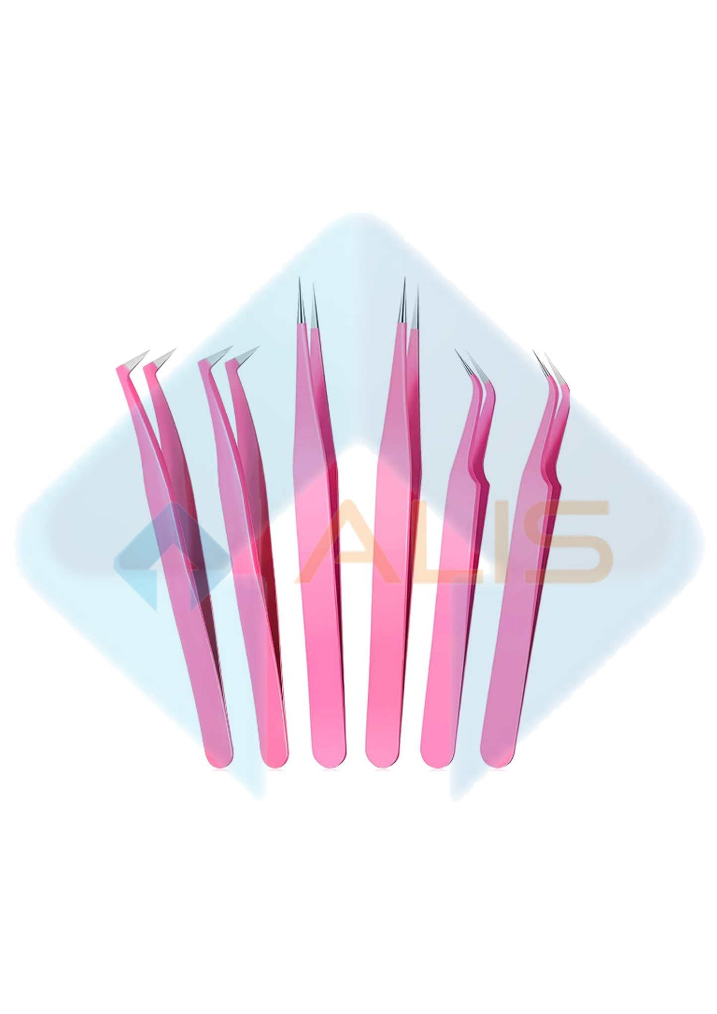 Baby Pink Colour Set of 3 Multipurpose Tweezer Set Eye Lashes | Eyelash Extensions | Nail Art - Manicure Tool