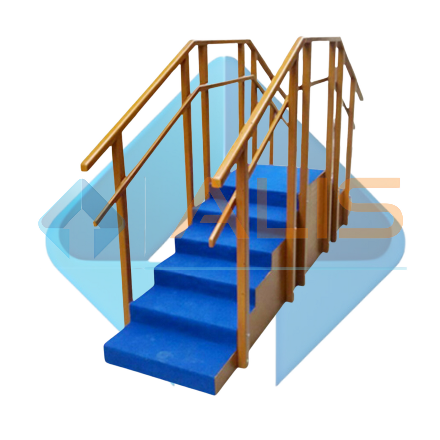 Wooden Exercise Straight Stair Case with Wooden Railing